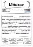 Vorschau - Unterrichtsreihen - Mittelmeer Lückentext mit Wortspeicher Hörverstehen und Suchsel - Seite 1