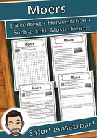Vorschau - Unterrichtsreihen - Moers Lückentext mit Wortspeicher Hörverstehen und Suchsel - Deckblatt