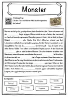Vorschau - Unterrichtsreihen - Monster Lückentext mit Wortspeicher Hörverstehen und Suchsel - Seite 1