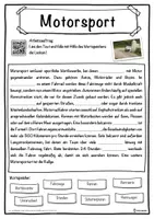 Vorschau - Unterrichtsreihen - Motorsport Lückentext mit Wortspeicher Hörverstehen und Suchsel - Seite 1