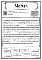 Vorschau - Unterrichtsreihen - Motten Lückentext mit Wortspeicher Hörverstehen und Suchsel - Seite 1