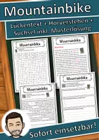Vorschau - Unterrichtsreihen - Mountainbike Lückentext mit Wortspeicher Hörverstehen und Suchsel - Deckblatt