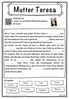 Vorschau - Unterrichtsreihen - Mutter Teresa Lückentext mit Wortspeicher Hörverstehen und Suchsel - Seite 1