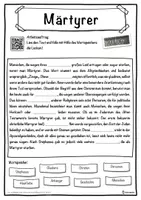 Vorschau - Unterrichtsreihen - Märtyrer Lückentext mit Wortspeicher Hörverstehen und Suchsel - Seite 1