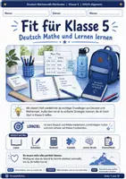 Vorschau - Arbeitsblätter - Fit für Klasse 5 Deutsch Mathe und Lernen lernen - Deckblatt
