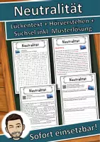 Vorschau - Unterrichtsreihen - Neutralität Lückentext mit Wortspeicher Hörverstehen und Suchsel - Deckblatt