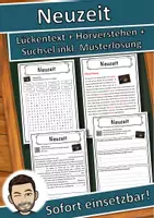 Vorschau - Unterrichtsreihen - Neuzeit Lückentext mit Wortspeicher Hörverstehen und Suchsel - Deckblatt