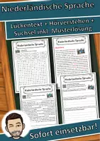 Vorschau - Unterrichtsreihen - Niederländische Sprache Lückentext mit Wortspeicher Hörverstehen und Suchsel - Deckblatt