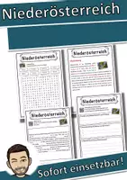 Vorschau - Unterrichtsreihen - Niederösterreich Lückentext mit Wortspeicher Hörverstehen und Suchsel - Deckblatt