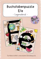 Vorschau - Stationenlernen - Buchstabeneinführung Ee - Buchstabenpuzzle - Deckblatt