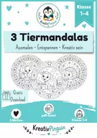 Vorschau - Arbeitsblätter - Tiermandala-Freebie: Hase, Kuh & Igel - Kunst Grundschule Klasse 1-4 - Deckblatt