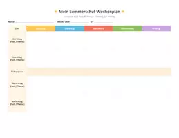 Vorschau - Fördermaterial/Inklusion - Sommerschule Lernplan – Wochenvorlage | 2 Layouts | Querformat | ausfüllbar - Seite 1