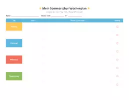 Vorschau - Fördermaterial/Inklusion - Sommerschule Lernplan – Wochenvorlage | 2 Layouts | Querformat | ausfüllbar - Seite 2