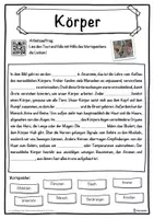 Vorschau - Unterrichtsreihen - Körper Lückentext mit Wortspeicher Hörverstehen und Suchsel - Seite 1