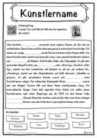 Vorschau - Unterrichtsreihen - Künstlername Lückentext mit Wortspeicher Hörverstehen und Suchsel - Seite 1