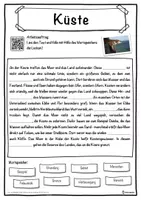Vorschau - Unterrichtsreihen - Küste Lückentext mit Wortspeicher Hörverstehen und Suchsel - Seite 1