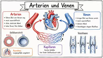 Vorschau - Arbeitsblätter - Arbeitsblätter zum Thema "Arterien und Venen" + Lösung & MP3 + Infografik - Seite 1