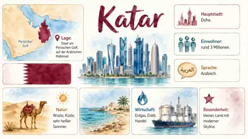 Vorschau - Arbeitsblätter - Arbeitsblätter zum Thema "Katar" + Lösung & MP3 + Mindmap + Infografik - Seite 1