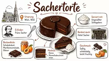 Vorschau - Arbeitsblätter - AB mit Fragen zum Thema "Sachertorte" + Lösungsblatt + Infografik - Seite 1