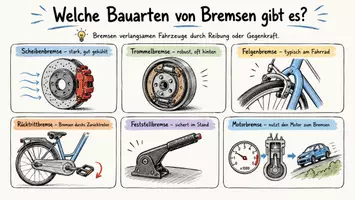Vorschau - Arbeitsblätter - AB mit Fragen zum Thema "Bremsen (Technik)" + Lösungsblatt + Infografik - Seite 1