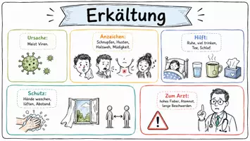 Vorschau - Arbeitsblätter - Arbeitsblätter zum Thema "Erkältung" + Lösung & MP3 + Mindmap + Infografik - Seite 1