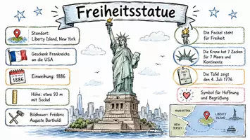 Vorschau - Arbeitsblätter - Arbeitsblatt zum Thema "Freiheitsstatue" + Onlineübung & MP3 + Infografik - Seite 1