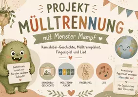 Vorschau - Arbeitsblätter - Projekt Mülltrennung mit Monster Mampf – Kamishibai-Geschichte, Mülltrennplakat, Fingerspiel & Lied | Umweltbildung für Kita, Kindergarten und Vorschule - Deckblatt
