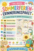 Vorschau - Arbeitsblätter - Das große Sommerferien-Erinnerungspaket – 7 kreative Ferienhefte für glückliche Kinder | Grundschule Klasse 1–4 und Klasse 5-6 - Deckblatt