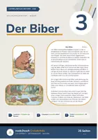 Vorschau - Unterrichtsreihen - Der Biber - Klasse 3 - 3-fach differenzierter Lesetext (Bildkarten, Stundenverlauf, Aufgaben + Lösungen uvm.) - Deckblatt