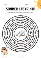 Vorschau - Arbeitsblätter - Kostenlos | Arbeitsblatt Grundschule | Schuljahresende | Ferienidee Sommerferien Sommer Labyrinth ☀️⛱️ - Deckblatt