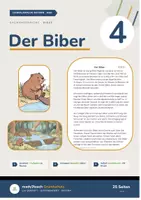 Vorschau - Stundenentwürfe - Der Biber - Klasse 4 - 3-fach differenzierter Lesetext (Bildkarten, Stundenverlauf, Aufgaben + Lösungen uvm.) - Deckblatt