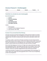 Vorschau - Arbeitsblätter - Inhaltsangabe Klasse 8 - Deckblatt