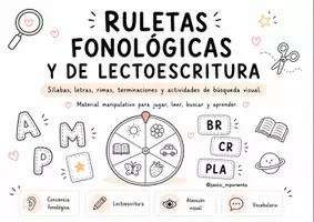 Vista previa - Hojas de trabajo - RULETAS FONOLÓGICAS LECTOESCRITURA - Portada