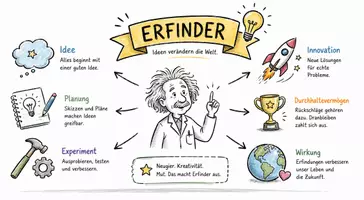 Vorschau - Arbeitsblätter - Arbeitsblatt zum Thema "Erfinder" + Onlineübung & MP3 + Mindmap + Infografik - Seite 1