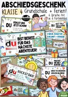 Vorschau - Bildkarten - Abschiedsgeschenk Grundschule / Klasse 4 + Sommerferien / Abschied - Deckblatt