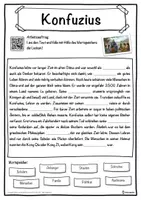 Vorschau - Unterrichtsreihen - Konfuzius Lückentext mit Wortspeicher Hörverstehen und Suchsel - Seite 1