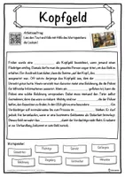 Vorschau - Unterrichtsreihen - Kopfgeld Lückentext mit Wortspeicher Hörverstehen und Suchsel - Seite 1