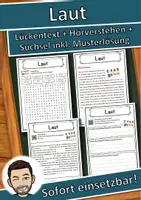 Vorschau - Unterrichtsreihen - Laut Lückentext mit Wortspeicher Hörverstehen und Suchsel - Deckblatt