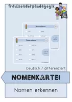 Vorschau - Fördermaterial/Inklusion - Nomenkartei - Nomen erkennen (mit Selbstkontrolle) - Deckblatt