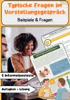 Vorschau - Arbeitsblätter - Typische Fragen im Vorstellungsgespräch: Berufsorientierung - Deckblatt