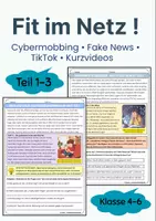 Vorschau - Unterrichtsreihen - Gefahren im Netz – Medienkompetenz Klasse 4–6 (Cybermobbing, Kurzvideos & Fake News) - Deckblatt