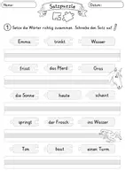 Vorschau - Arbeitsblätter - KOSTENLOS: Satzpuzzle – Sätze bilden in der Grundschule - Seite 2