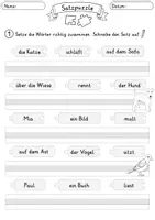 Vorschau - Arbeitsblätter - KOSTENLOS: Satzpuzzle – Sätze bilden in der Grundschule - Seite 1