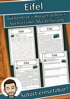 Vorschau - Unterrichtsreihen - Eifel Lückentext mit Wortspeicher Hörverstehen und Suchsel - Deckblatt
