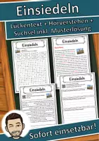 Vorschau - Unterrichtsreihen - Einsiedeln Lückentext mit Wortspeicher Hörverstehen und Suchsel - Deckblatt
