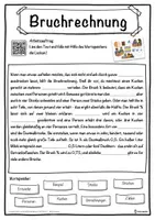 Vorschau - Unterrichtsreihen - Bruchrechnung Lückentext mit Wortspeicher Hörverstehen und Suchsel - Seite 1