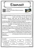 Vorschau - Unterrichtsreihen - Eisenzeit Lückentext mit Wortspeicher Hörverstehen und Suchsel - Seite 1