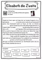 Vorschau - Unterrichtsreihen - Elisabeth die Zweite Lückentext mit Wortspeicher Hörverstehen und Suchsel - Seite 1