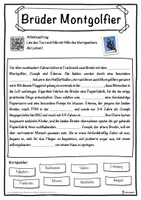 Vorschau - Unterrichtsreihen - Brüder Montgolfier Lückentext mit Wortspeicher Hörverstehen und Suchsel - Seite 1