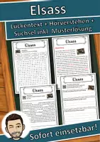 Vorschau - Unterrichtsreihen - Elsass Lückentext mit Wortspeicher Hörverstehen und Suchsel - Deckblatt